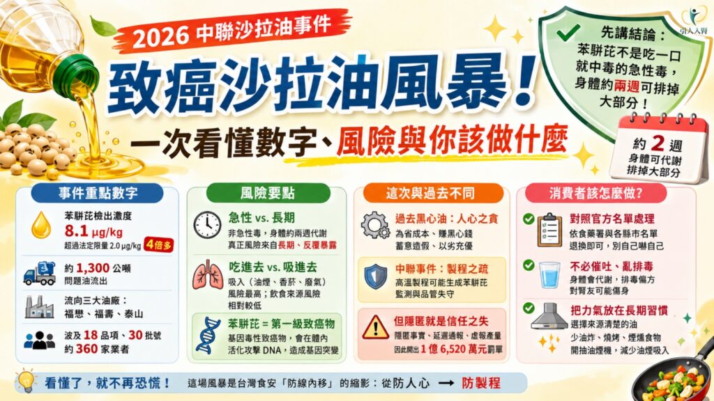 致癌沙拉油風暴該怕嗎?中聯苯駢芘超標 4 倍懶人包 懶人包
