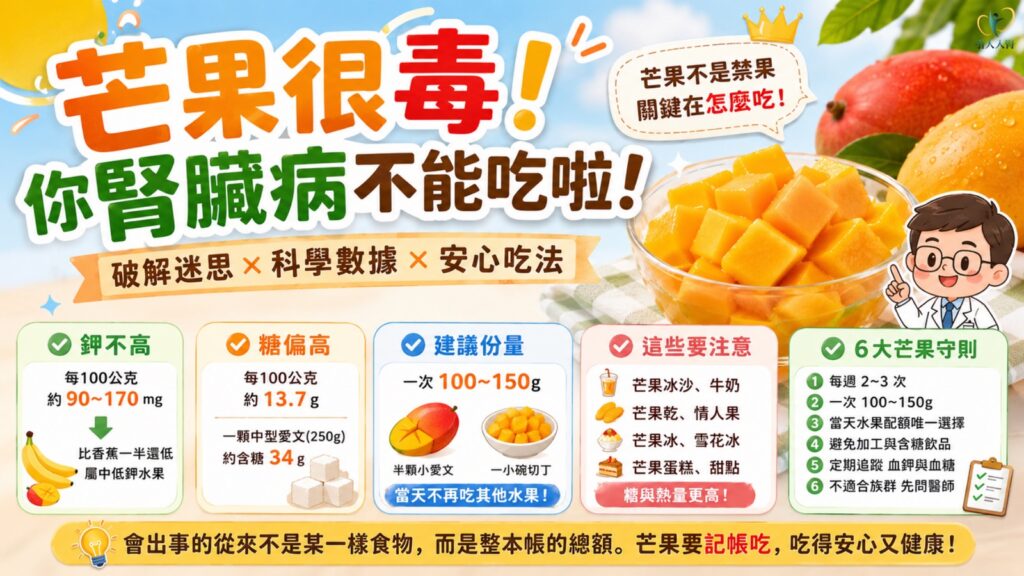 芒果的鉀與糖對腎友的影響懶人包圖