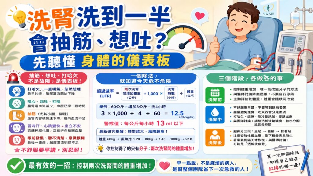 洗腎洗到一半會抽筋、想吐?先聽懂身體的儀表板 懶人包