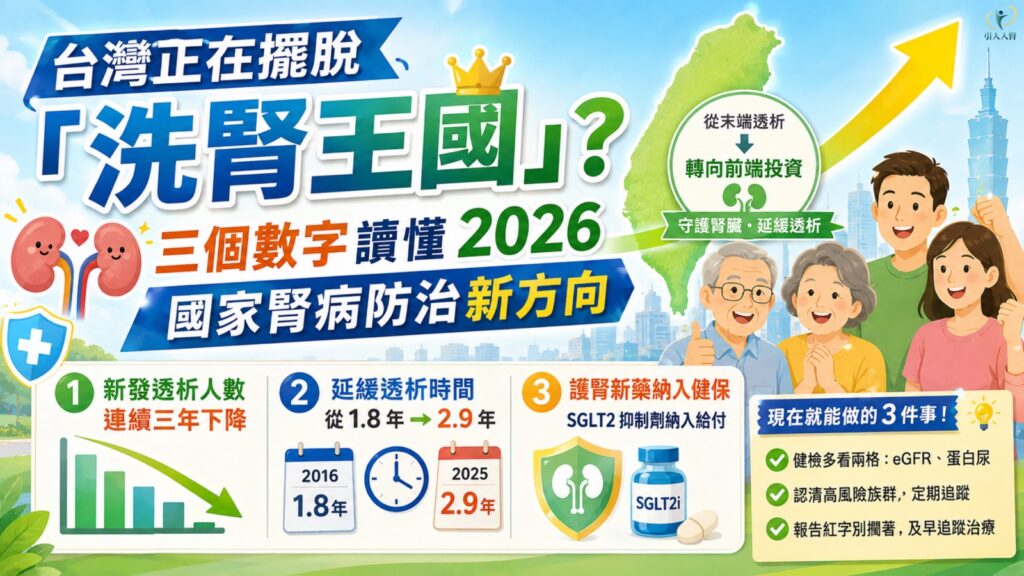 台灣正在擺脫「洗腎王國」?三個數字讀懂 2026 國家腎病防治新方向 懶人包