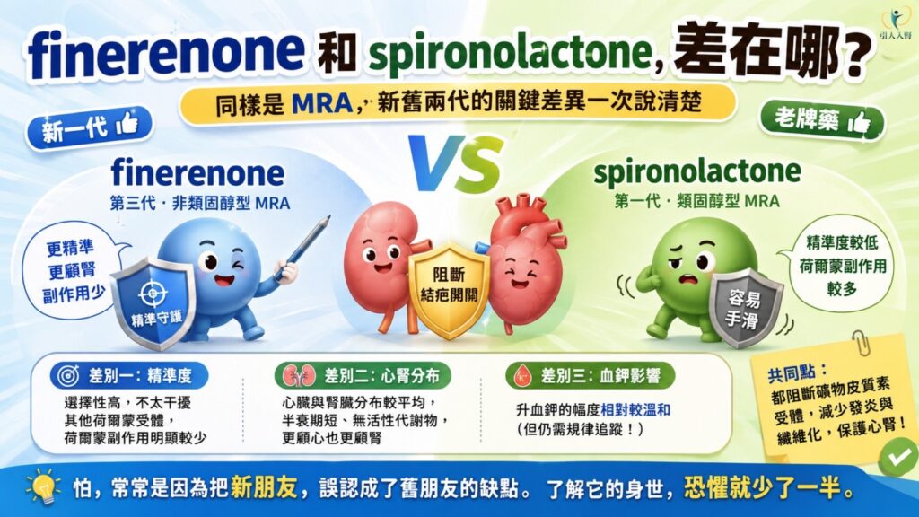 finerenone 和 spironolactone,差在哪? 懶人包