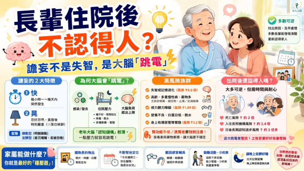 長輩住院後不認得人?譫妄不是失智,是大腦「跳電」 懶人包