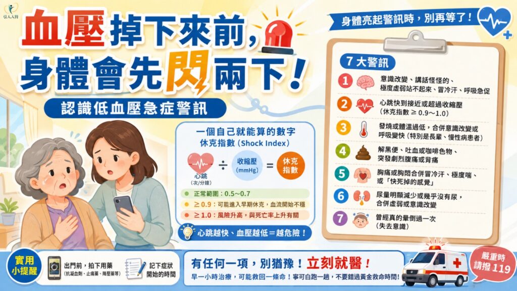 血壓掉下來前,身體會先閃兩下:認識低血壓急症警訊 懶人包