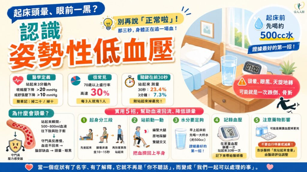 起床頭暈、眼前一黑?認識姿勢性低血壓 懶人包