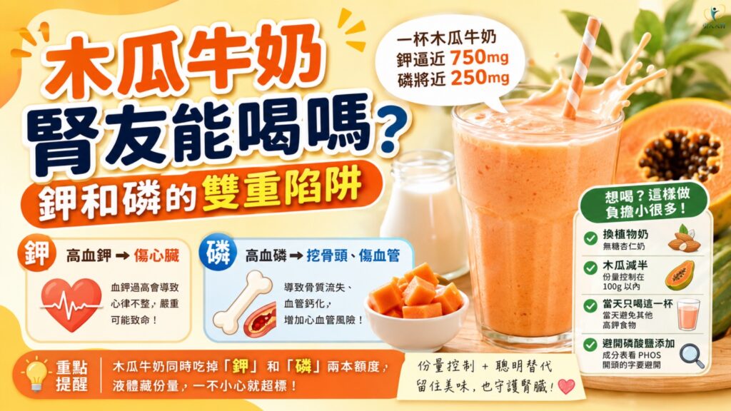 木瓜牛奶腎友能喝嗎?鉀和磷的雙重陷阱 懶人包