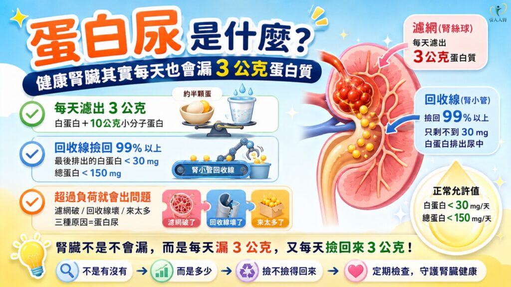 蛋白尿是什麼?健康腎臟其實每天也會漏 3 公克蛋白質 懶人包