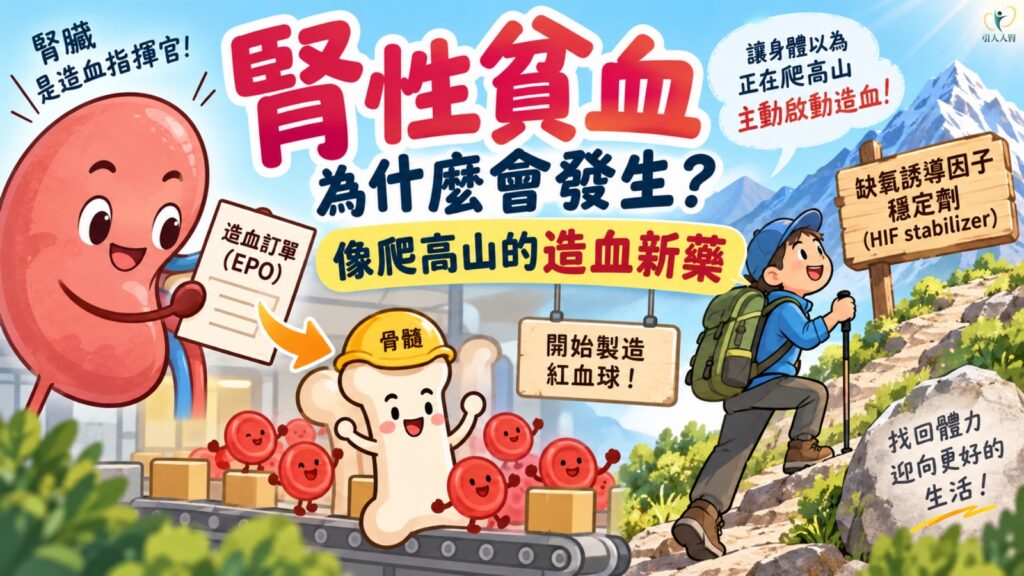 腎性貧血為什麼會發生?像爬高山的造血新藥 懶人包